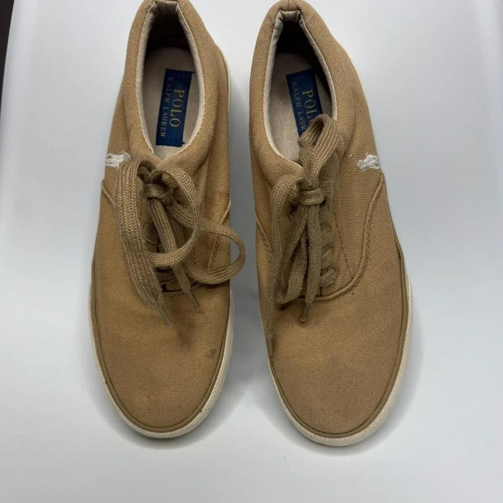 Polo Ralph Lauren Forestmont II Canvas Sneakers Men's 10.5 Tan Khaki Preppy